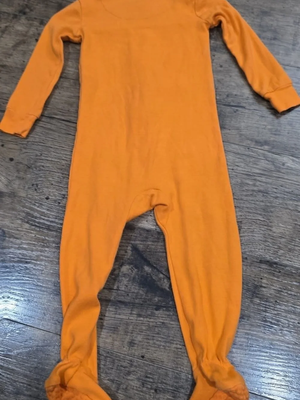 The Children's Place Orange Jack-O'-Lantern Footed Pajamas Sz 9/12 Months